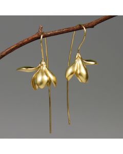 Gold Silver Earring Fashion Jewelry Elegant Magnolia Flower Dangle Earrings For Women Gifts