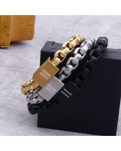 Square Pearl Chain Men's Titanium Steel Bracelet