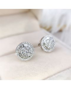 White Gold Fashion Round Ladder Square Earrings
