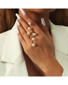 European And American Fashion Trend Pearl Geometric Ring