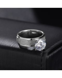 Simple Stainless Steel Personality Ring With Round Zircon Gold Women's Bracelet Titanium Steel Ring Ornament