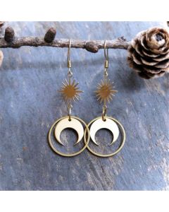 New Sunflower Moon Circle Earrings Ear Hook Earrings