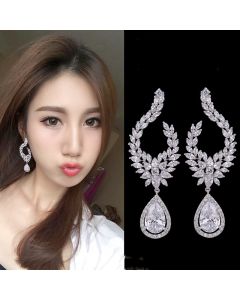 S925 Sterling Silver Needle Full Diamond Long Earrings