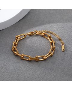 Metal Chain Personality Single Layer 18K Furnace Real Gold Plating Stainless Steel Bracelet