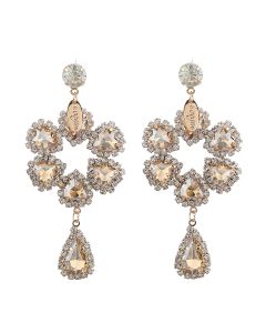 Alloy Earrings With Diamond Flower Earrings