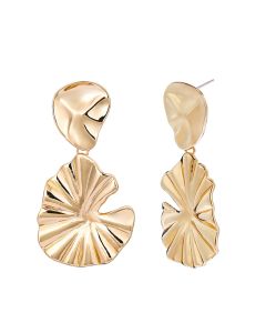 Simple Alloy Embossed Folded 925 Silver Pin Stud Earrings