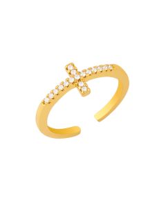 Men and Women Diamond Inlaid Zircon Cross Ring