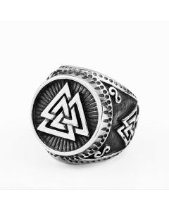 European And American Triangle Sign Power Symbol Graphic Men Popular Ring
