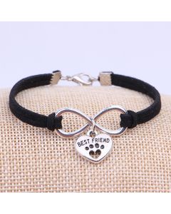Vintage 8-word Peach Heart Best Friend Flanelle Rope Bracelet Hand Weaving Bracelet