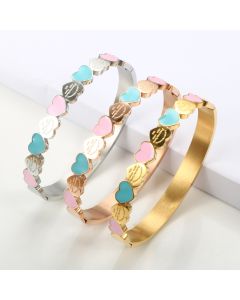 New Fashion Three-color Heart-shaped Bracelet Titanium Steel 18K Gold Plating College Style Female Bracelet