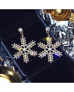 Exaggerated diamond-studded snowflake earrings