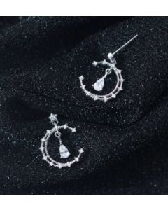  Stars And Moon Earrings Niche Temperament Zircon Drop Earrings Female Wild Silver Needle Earrings