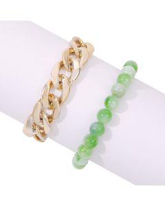 Simple Double Contrast Color Bracelet With Geometric Beads