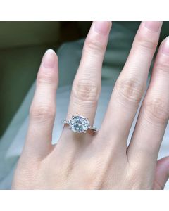 S925 Silver Simulated Diamond Oval 3 Carat Ring