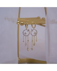 Tassel Star And Moon Dream Catcher Element Shape Earrings Ear Buckle Temperament Earrings