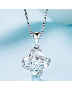 Lucky Four-leaf Clover Silver Necklace Pendant Sweet And