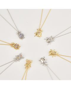 S925 Sterling Silver Insect Spider Pendant Necklace Ring