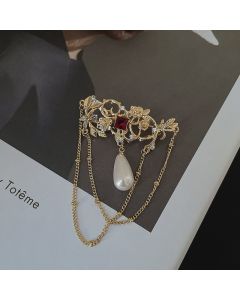 Special-interest Design Chain Tassel Pin Water Drop Pearl Accessories