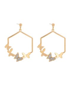 Fashion Exaggerated Geometric Shape Multiple Butterfly Earrings With Diamonds, Metal Light Luxury Earrings