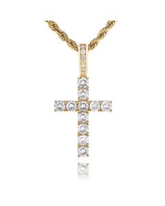 Silver Necklace Full Of Zircon Solid Cross