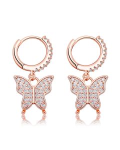 Butterfly full zircon hip hop earrings
