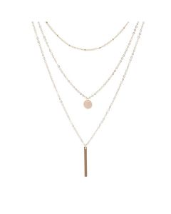 Three Layers Gold Plated Coin Long Pendant Necklace