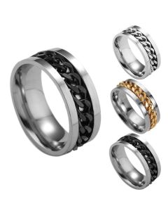 Stainless Steel Spinner Ring Beer Corkscrew Artifact Fashion Simple Heterosexual Rings Casual Men And Women Jewelry Bague Femme