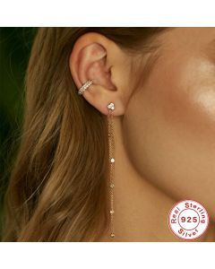 Triangle Studded Diamond Spacing Tassels Appear Slim And Long Chain Earrings