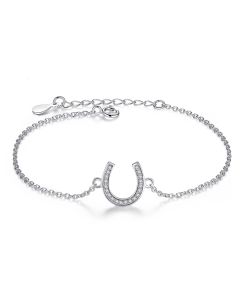 Letter U-shaped Diamond 5 Sterling Silver Bracelet