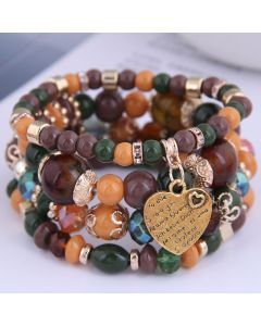 Bohemian Multi-layer Beaded Bracelet Rope Bracelet Heart Bracelet