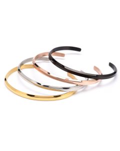 Bevel Fashion 18K Simple C Shape Titanium Steel Bracelet