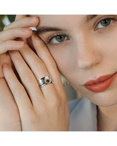 Boho Floral Carved Daisy Titanium Steel Unzip Ring