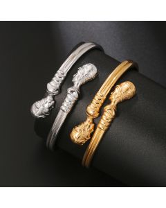 Egyptian Pharaoh Stainless Steel Open-ended Bracelet