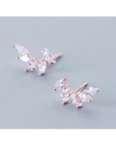Diamond small leaf earrings