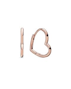 Sterling Silver Rose Gold Asymmetric Heart Earrings