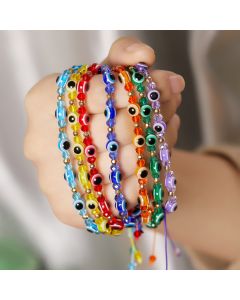 Eye Crystal Bead Pull Adjustable Bracelet