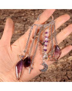 Natural Crystal Gravel Silver Ear Hook Handmade Earrings