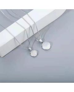 White Chalcedony Round Pendant Necklace Fashion