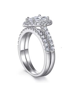 Sterling Silver Ring Drop-shaped Zircon Set Ring Simulation Diamond Ring