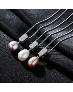 PAG&MAG S925 Sterling Silver Silver Freshwater Pearl Necklace Pendant Fashionable Beautiful Clavicle Pearl Necklace Women