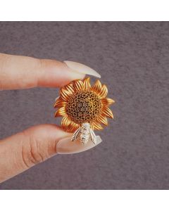 Stylish Sunflower Beatable Bee Zircon Brooch
