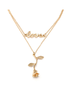 Letter rose pendant clavicle necklace