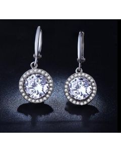 vintage round high quality cz silver color for women creolen anti allergy jewelry