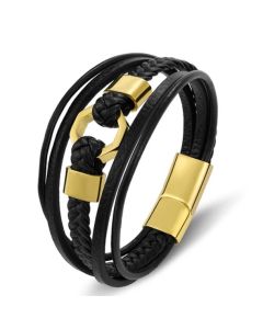 Snap-in Stainless Steel Magnet Buckle Multilayer Leather Cord