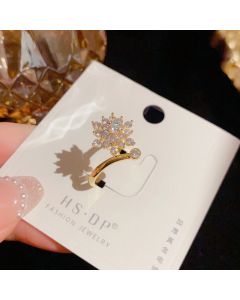 Niche Unique Design Full Diamond Spinning Snowflake Ring
