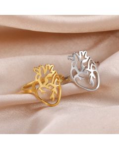 Cut Titanium Steel Hollow-out Brain-shaped Ring