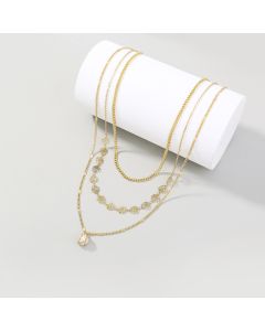 Rose Flower Metal Tassel Multilayer Necklace