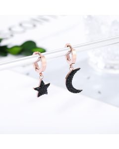 Lokaer Trendy Titanium Stainless Steel Bohemia Star Moon Earrings