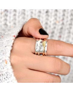 Creative Retro Moon Sun Rotatable Ladies Decompression Ring