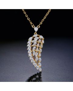 Leaf type zircon necklace